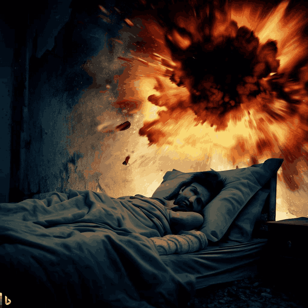 homem sonhando com explosao