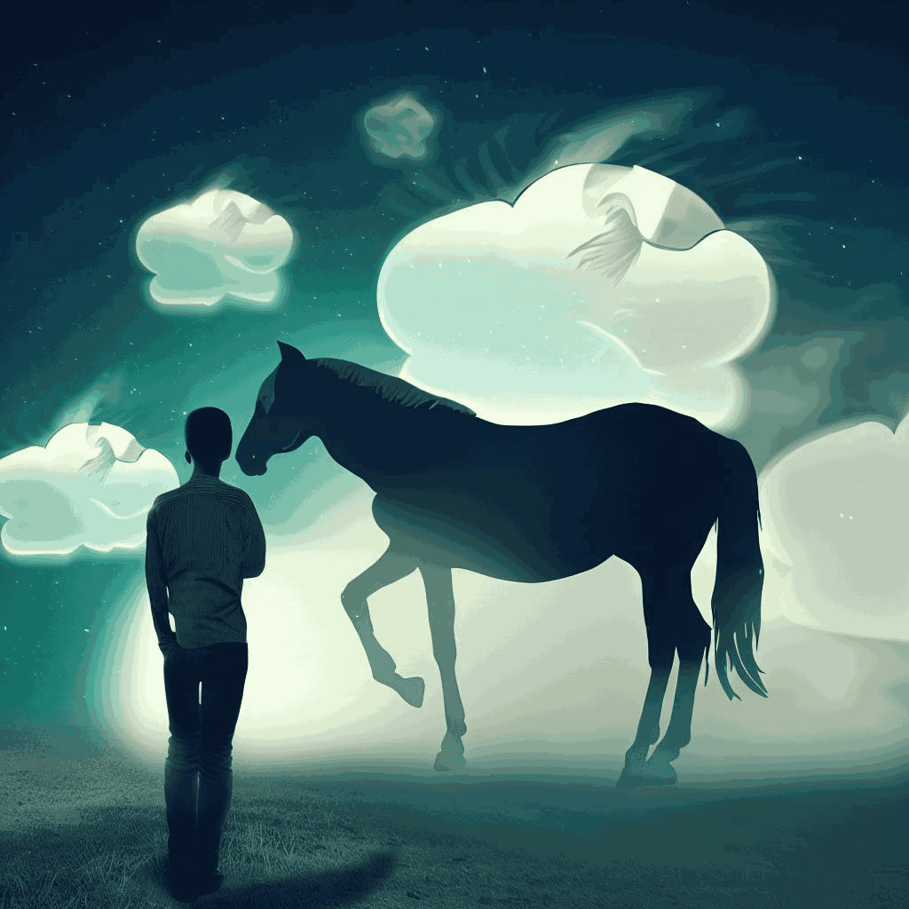 homem sonhando com um cavalo