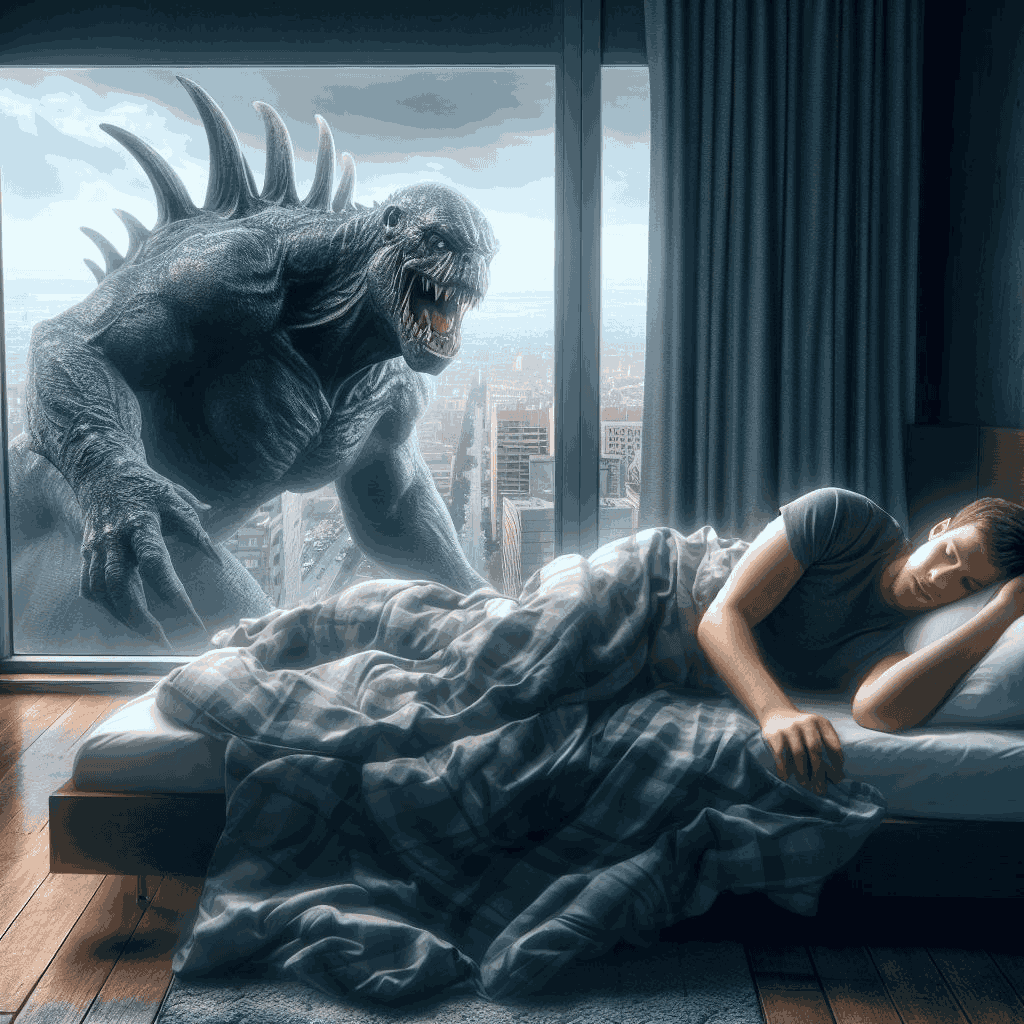 homem sonhando com um gigante