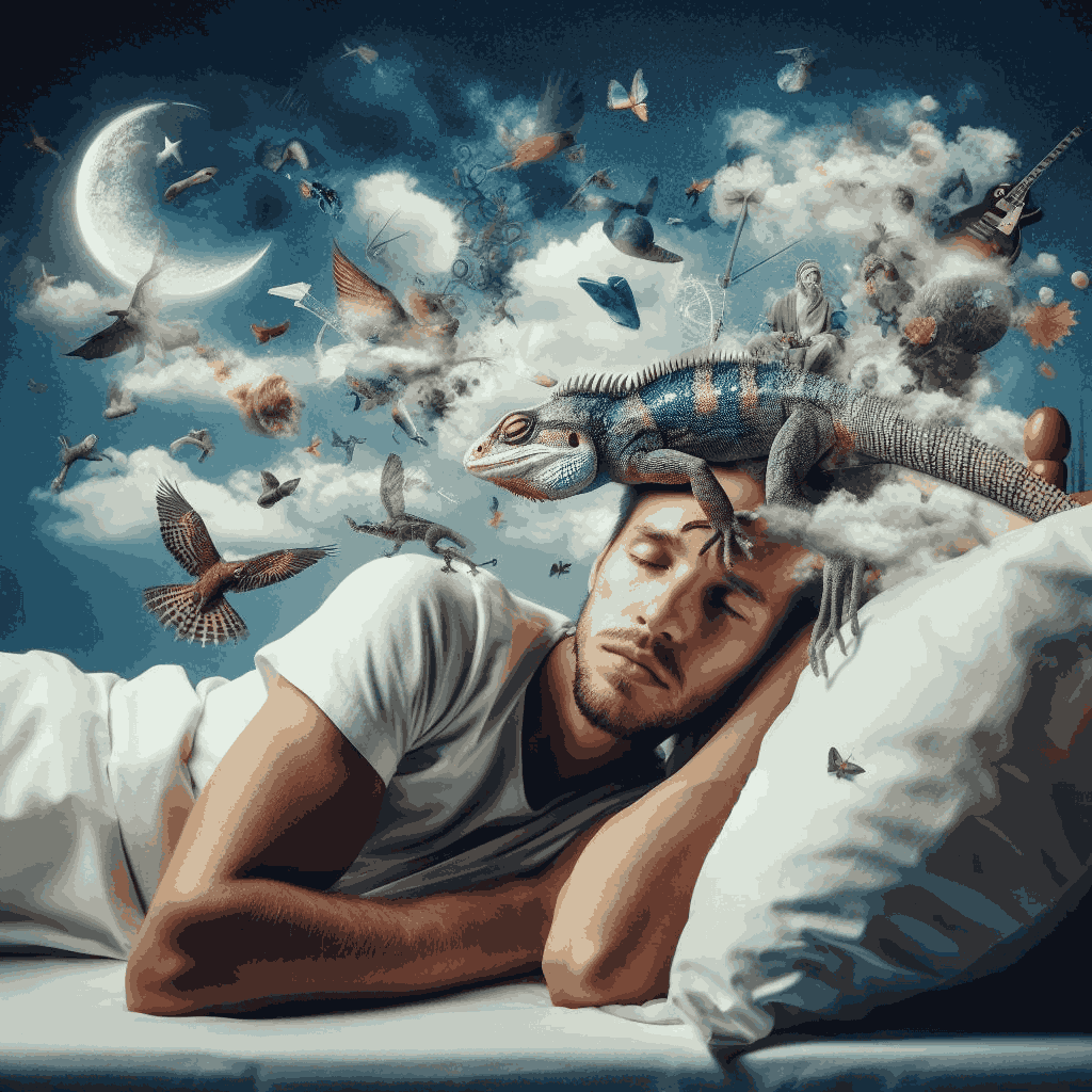 homem sonhando com lagarto