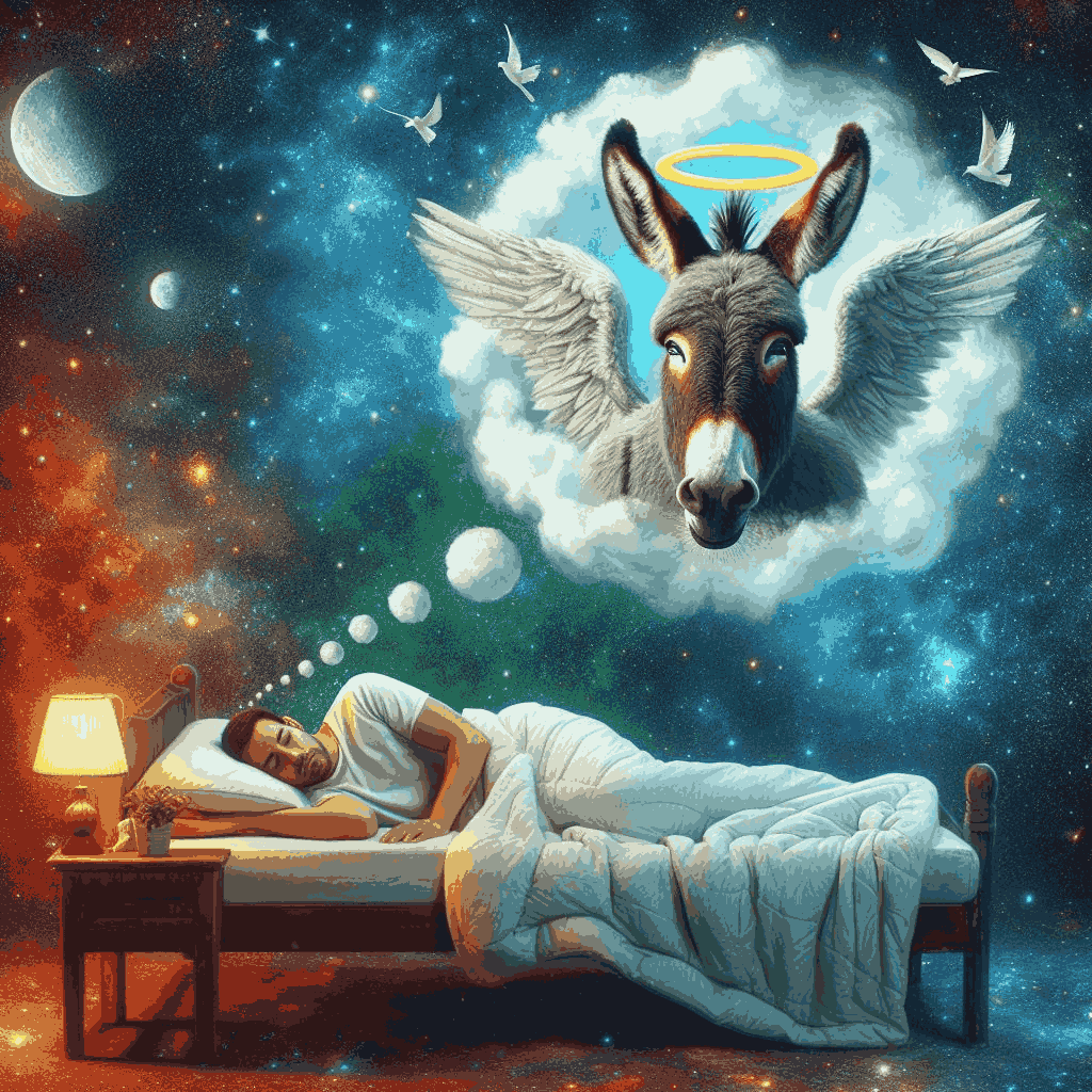 homem sonhando com jumento