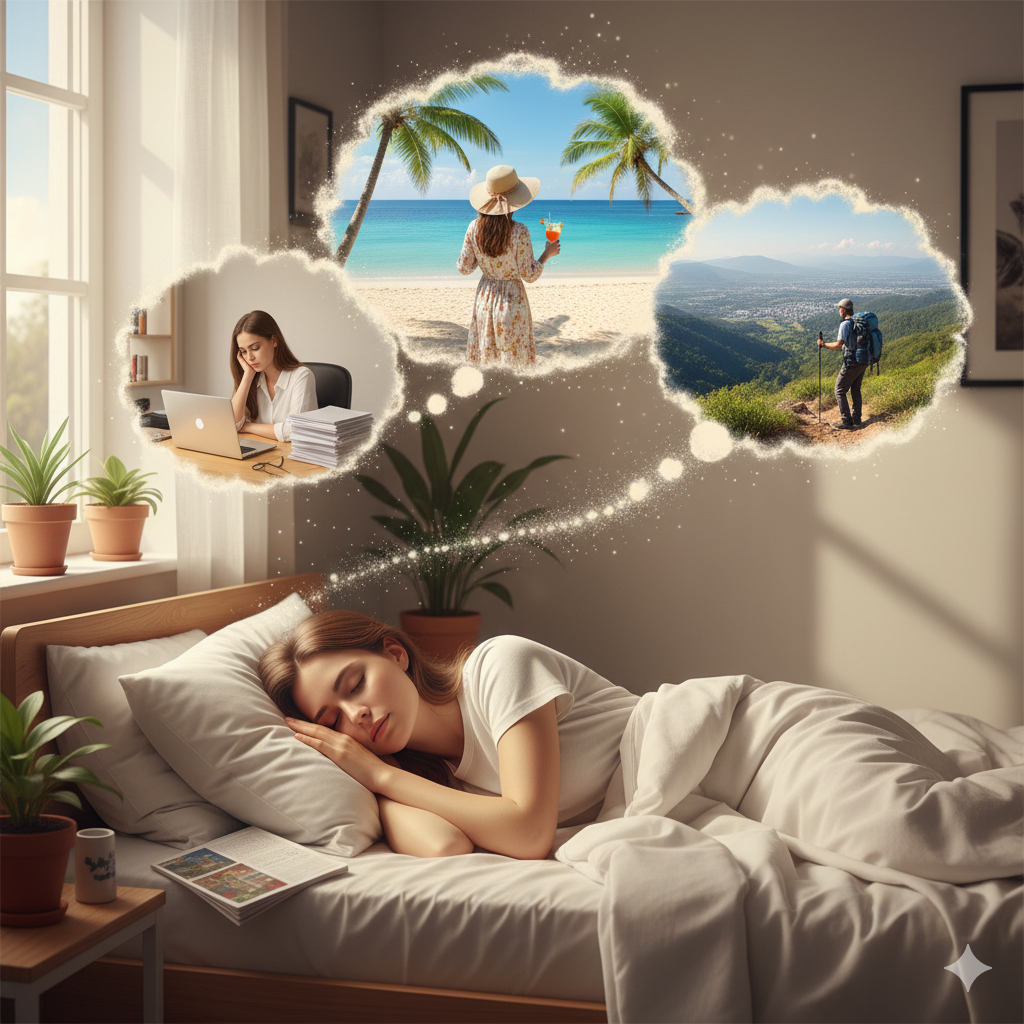 mulher sonhando que está dormindo