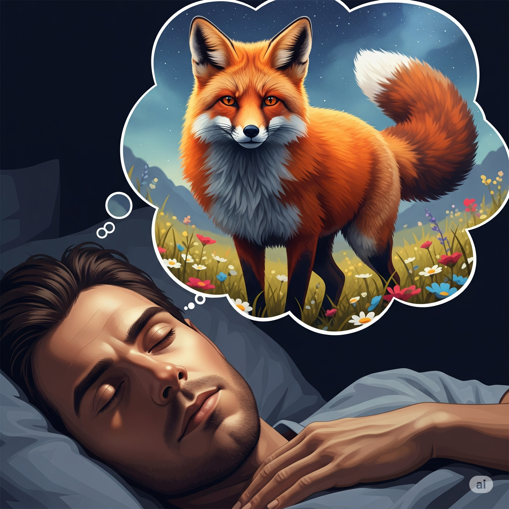homem sonhando com raposa