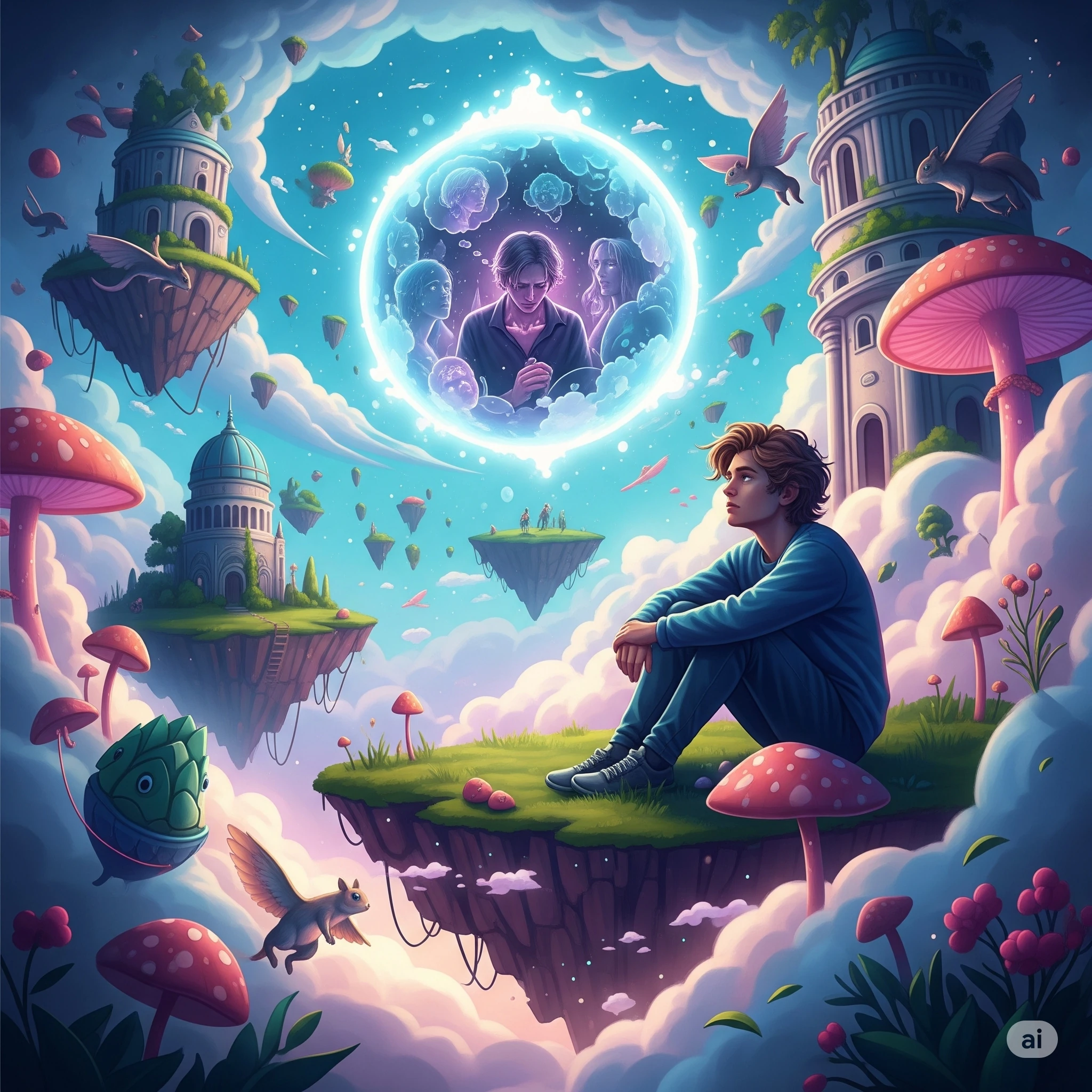 menino tendo sonhos dentro de sonhos