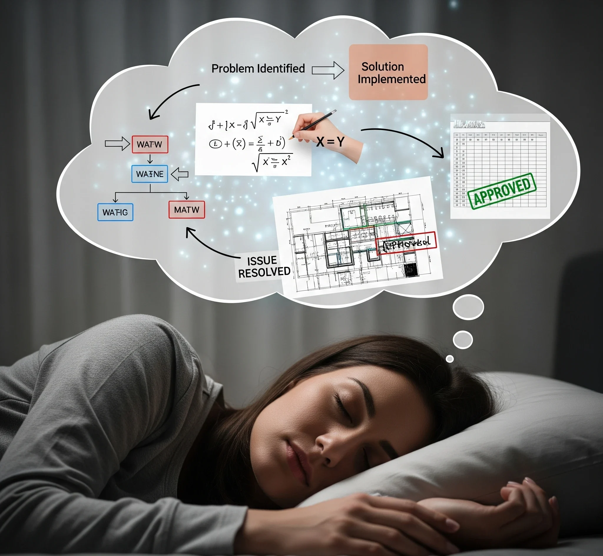 mulher sonhando com problemas