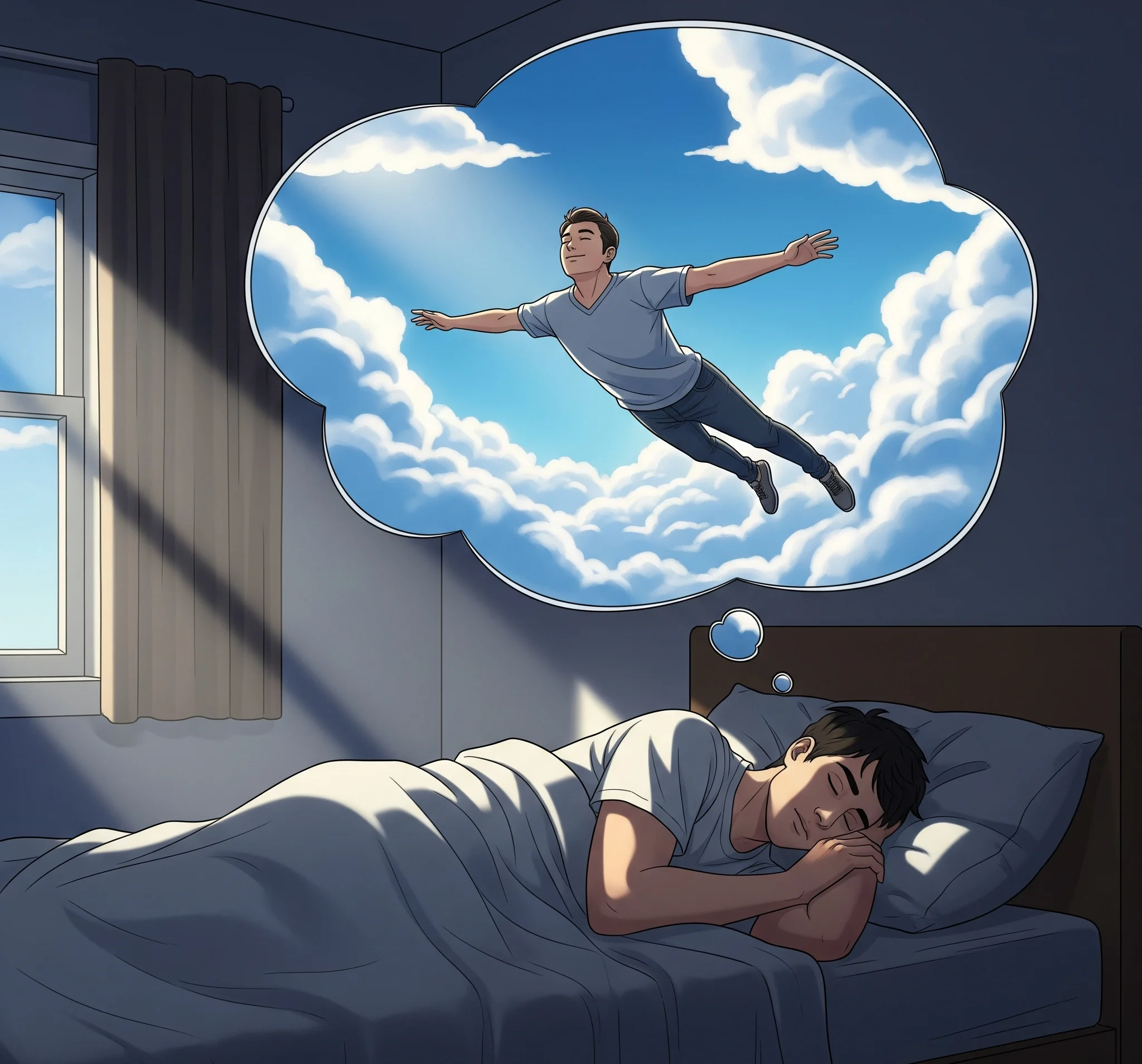 homem sonhando que esta voando