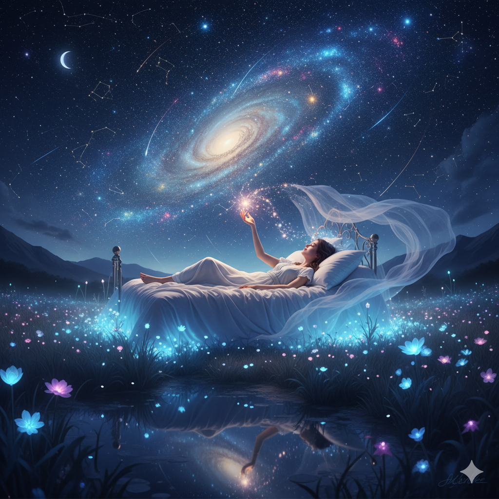 mulher sonhando com as estrelas